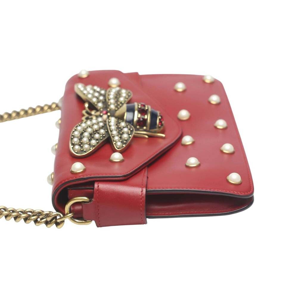 GUCCI Authentic Red Pearl Leather Shoulder Bag - Picture 5 of 14